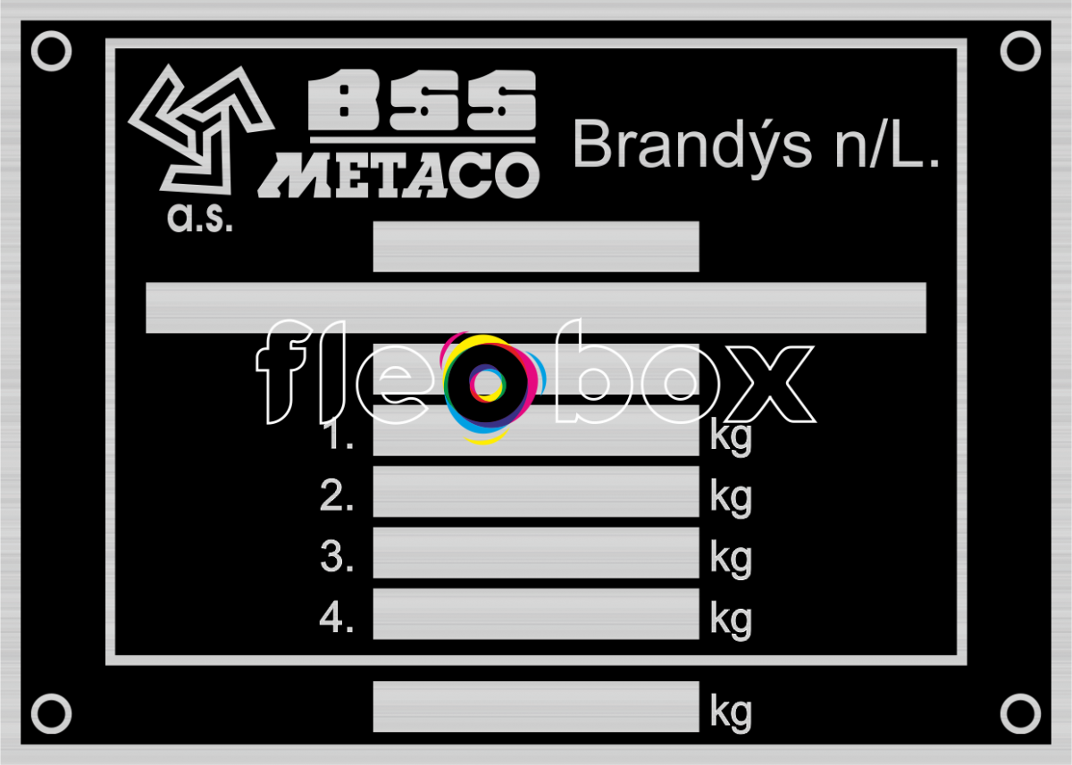BSS METACO - výrobný štítok