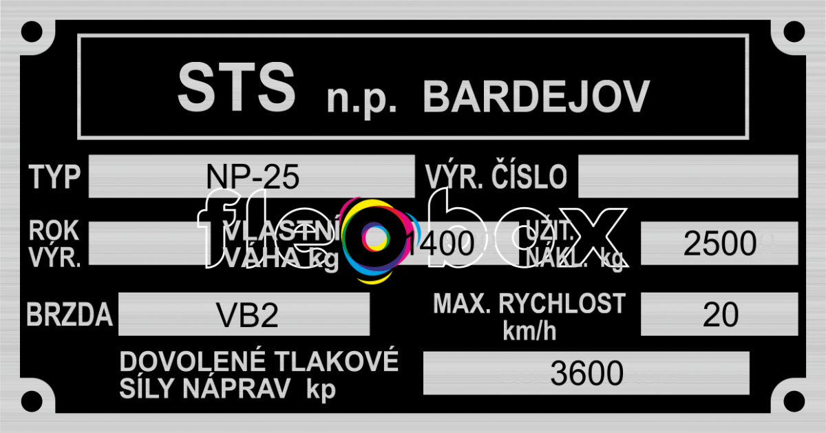 STS n.p. Bardejov NP-25 - výrobný štítok