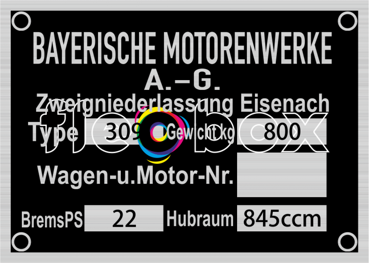 BMW 309 - výrobný štítok
