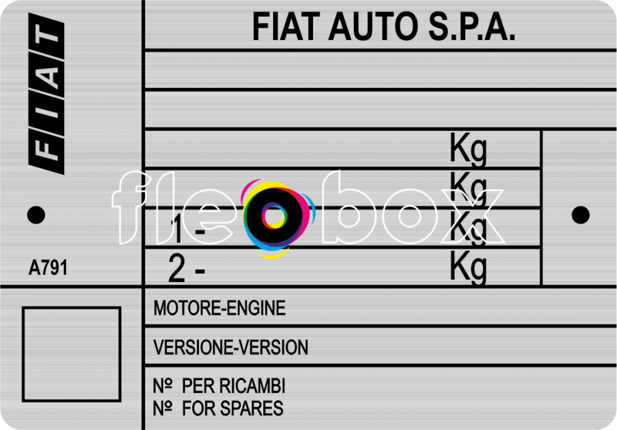 FIAT SPA - výrobný štítok