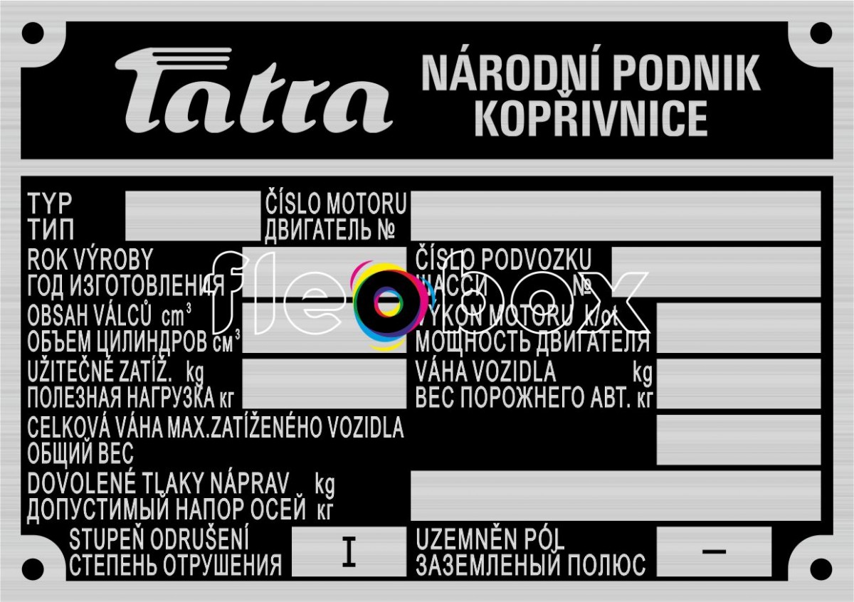 Tatra 603 - výrobný štítok