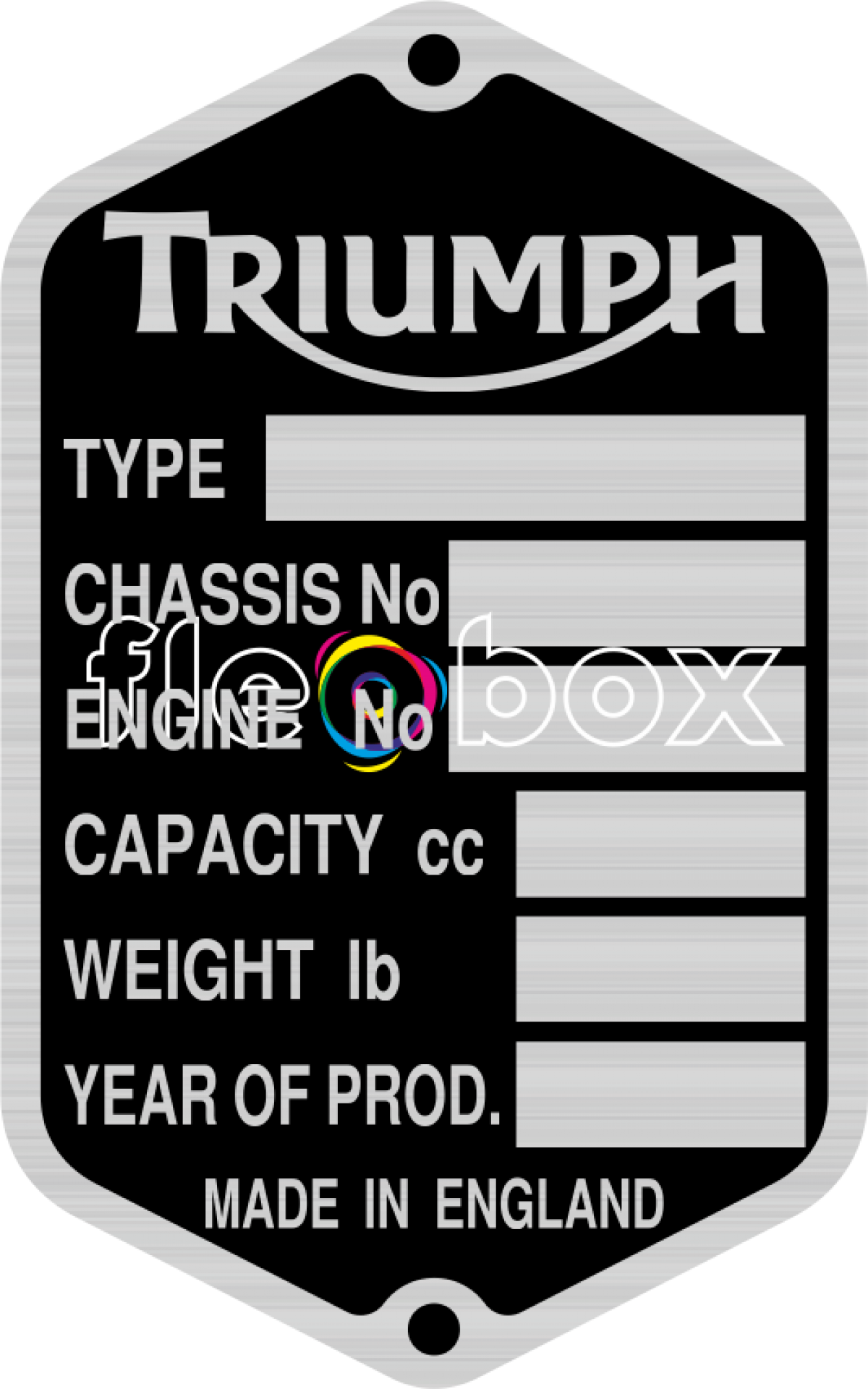 Triumph - výrobný štítok